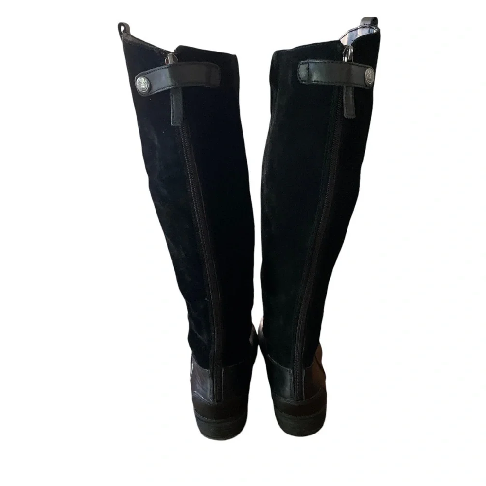 Sam Edelman Pembrooke Black Suede & Leather Knee-High Riding Boots Sz 8.5